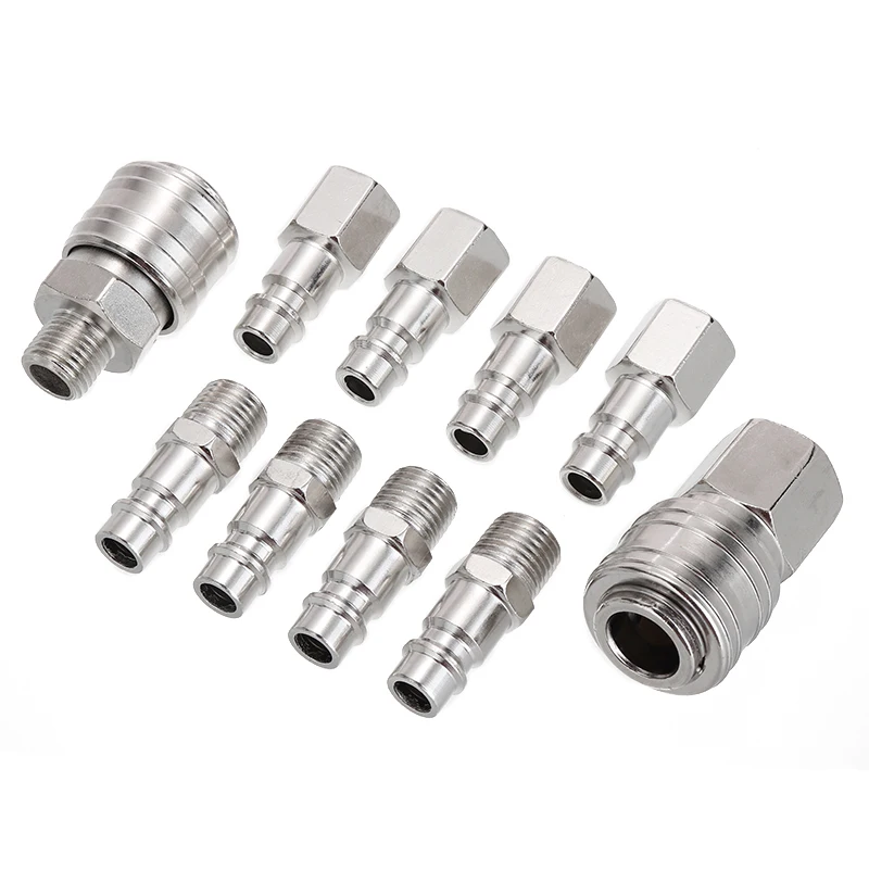 

10pcs/set Quick Couplings BSP Air Line Fitting Euro 1/4"Air Line Fitting Hose Compressor Fitting Connector For Pneumatic Tools