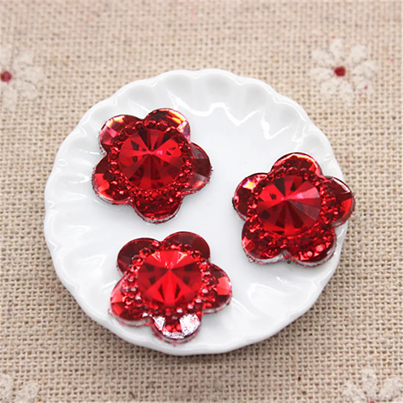 50 шт 16 мм прозрачный/красный/розовый/синий/фиолетовый/золотой смолы Bling Flower Flatback