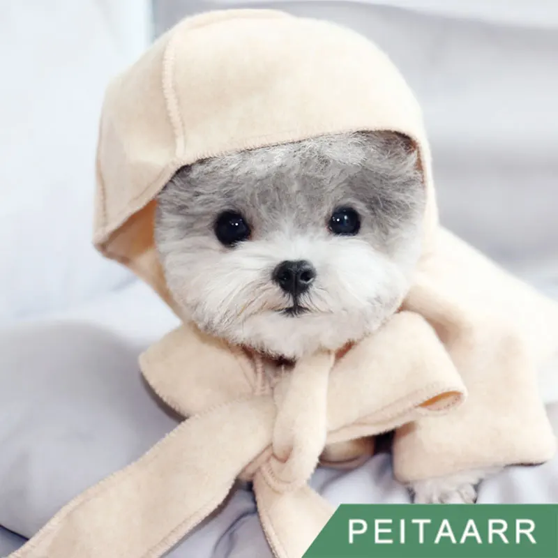 

Pet Clothes Hooded Coat Windbreaker Lady Dress Autumn Winter Woolen Overcoat Pajamas Puppy Small Medium Dogs Cats