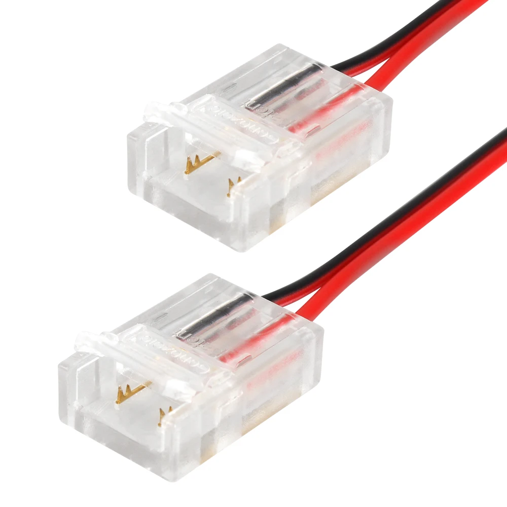 

5pcs 10mm 2pin Dual End Transparent Solderless Cover Connector Wire for 5050 3528 3014 5630 5730 LED Strip