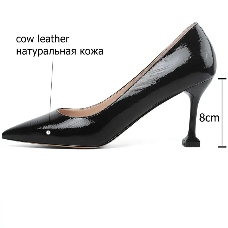 

ALLBITEFO full genuine leather high heels easy style high heel shoes elegant pointed toe women heels wedding women shoes