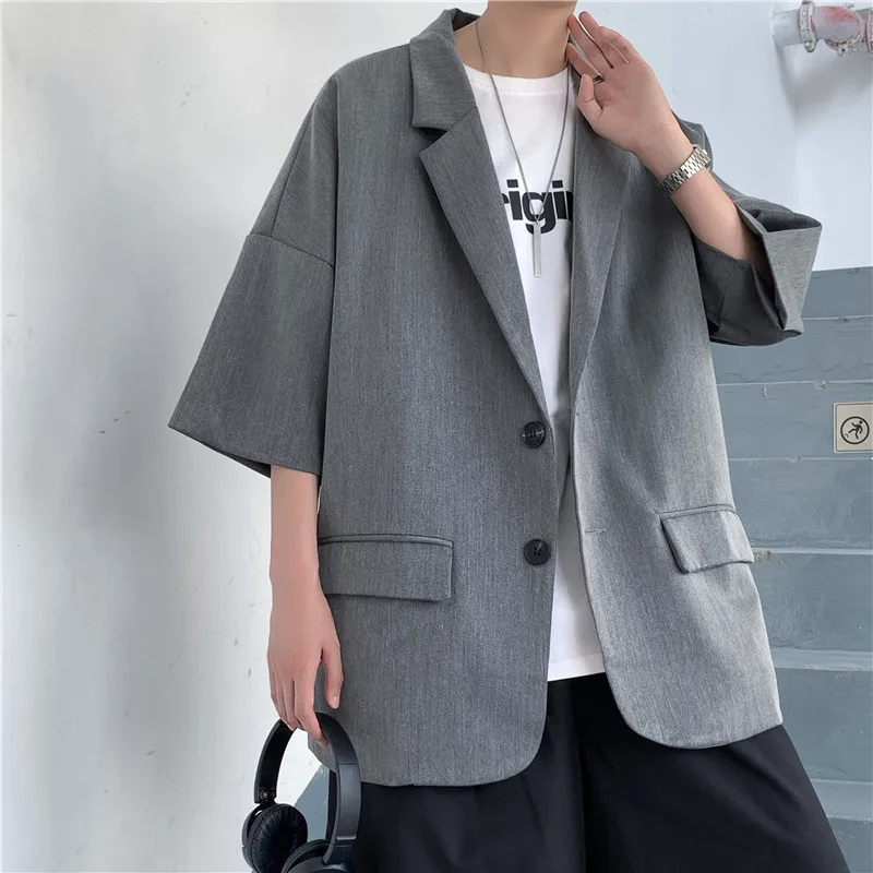 2021 Summer Autumn New Fashion Japanese Style Men's Comfortable Casual Blazers Long Single Breasted Half Sleeve | Мужская одежда
