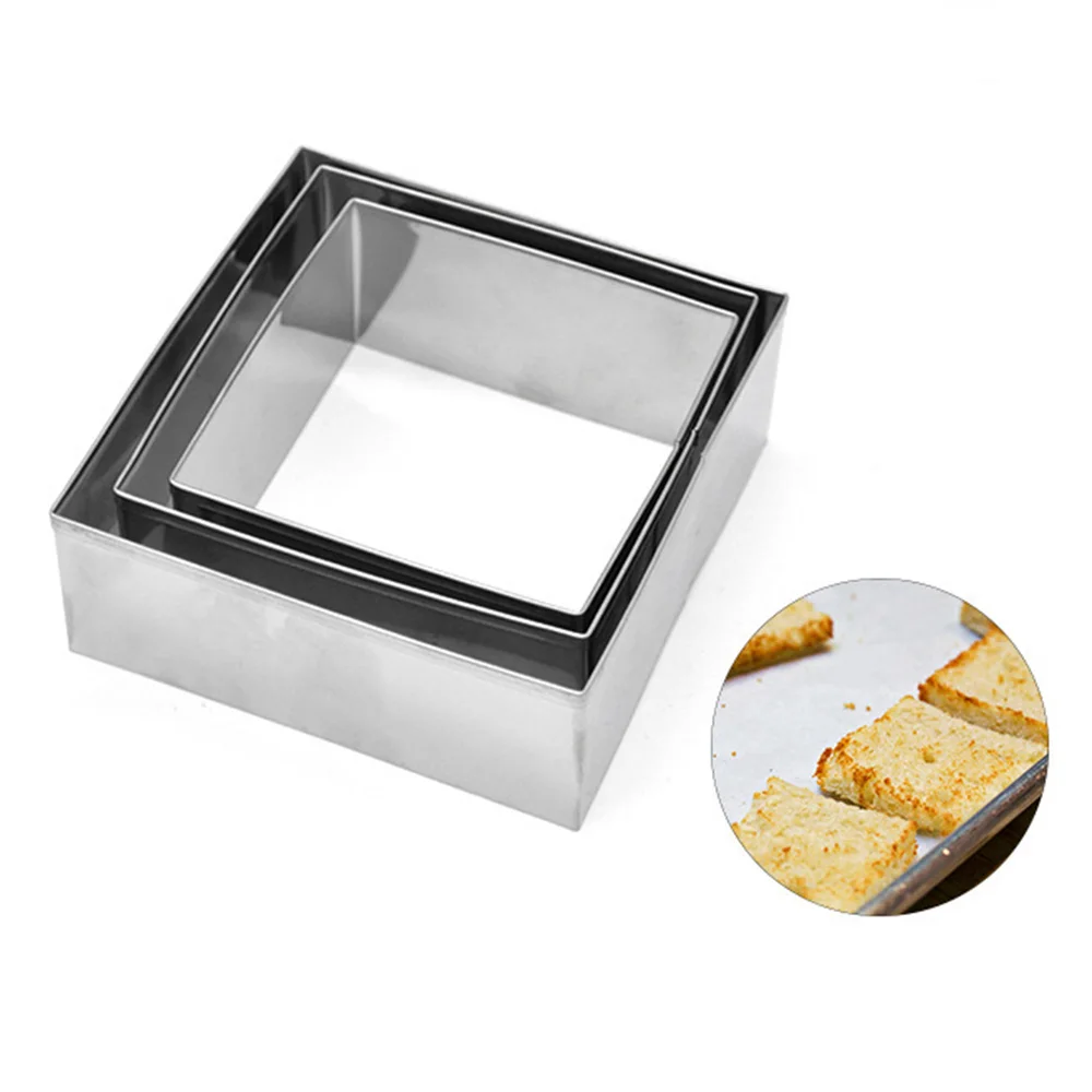 

3Pcs/Set Stainless Steel Square Shape Cookie Cutters Mold Dumplings Wrapper Fancy Mold Kitchen Baking Tools