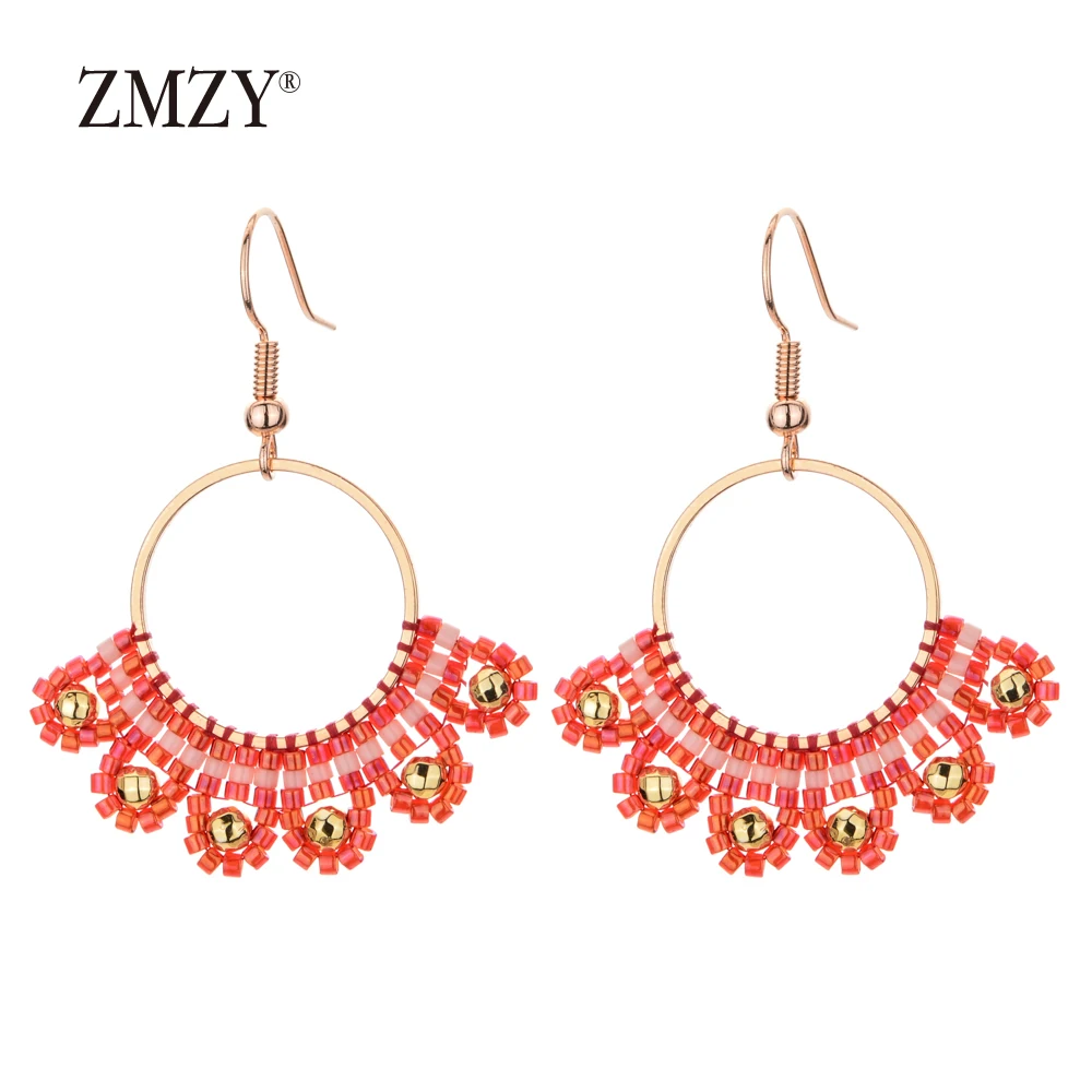 Женские серьги в стиле бохо ZMZY сережки подвески с цветком ручной работы