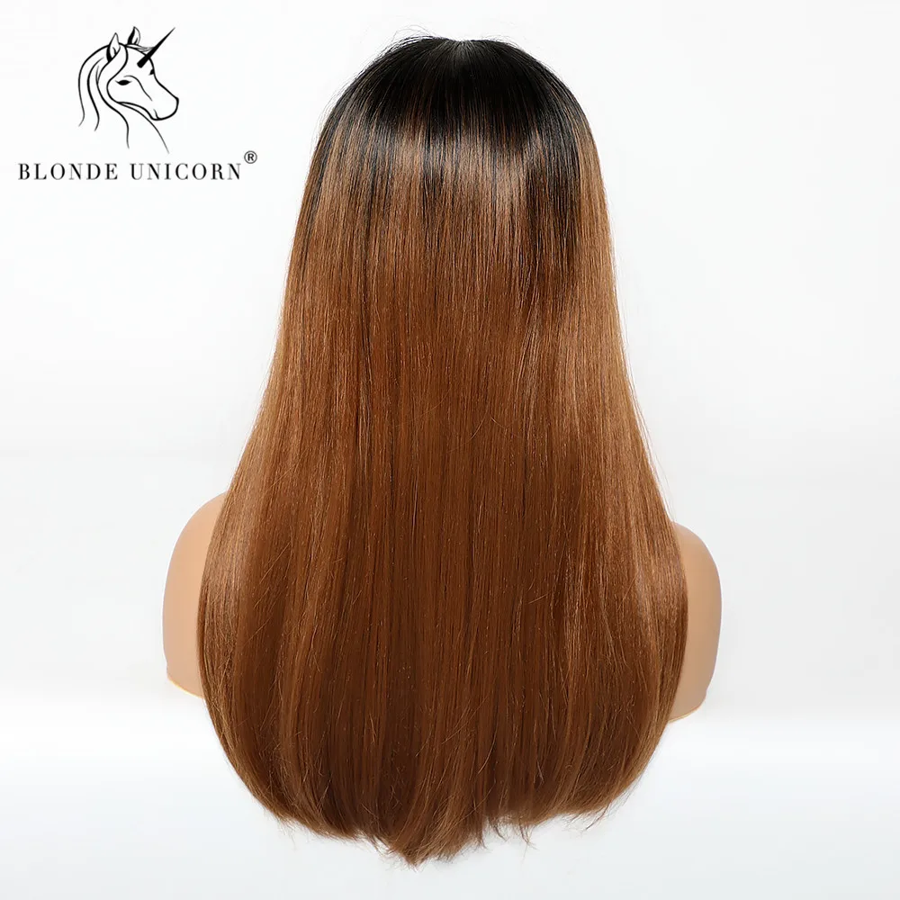 Длинные прямые синтетические парики на сетке спереди блонд единорог Омбре