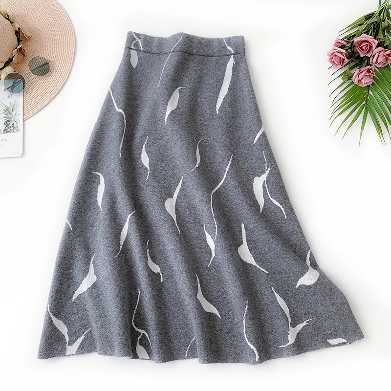 2019 Женская Осенняя плотная трикотажная юбка с высокой талией женские