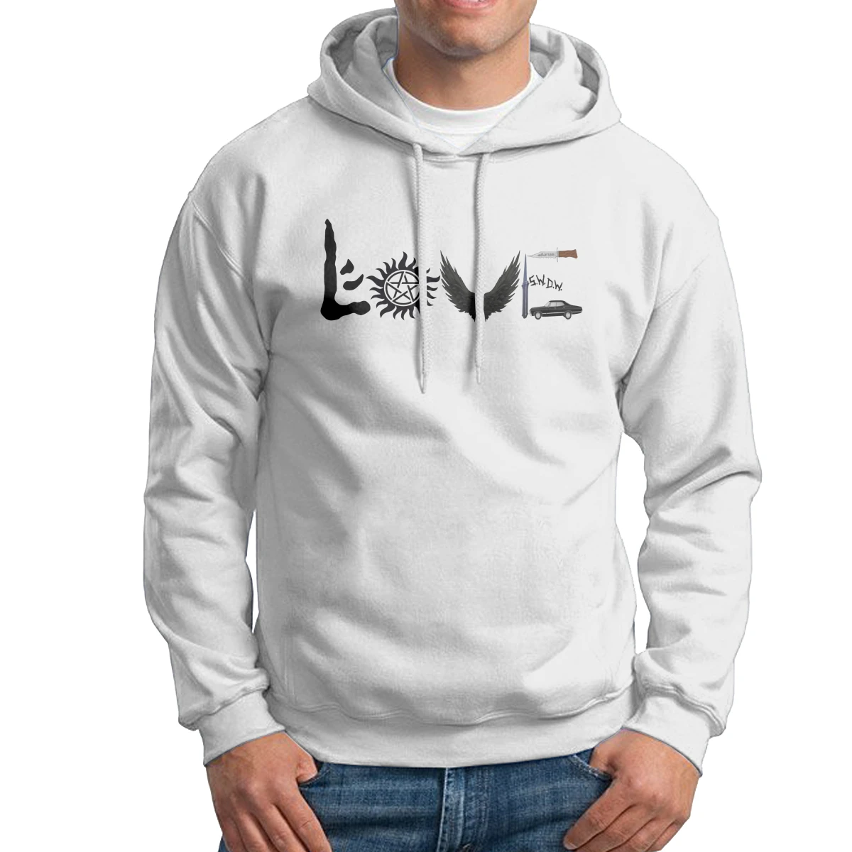

Men Hooded Sweatshirt Love 100% Cotton Gray Crazy Hoodie Hoodie Shirt