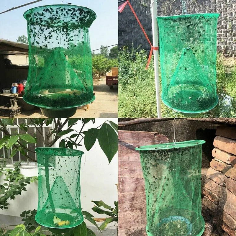 5 Pcs Folding Fly Cage Reusable Flycatcher Hanging Ranch Trap Catcher Most Effective Powerful Capture Susp | Спорт и развлечения