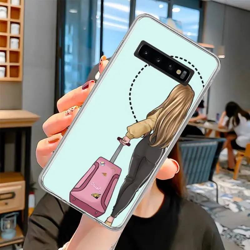 

Beautiful Girlfriend Back Phone Case Transparent Phone Case For Samsung S10 Plus S10 E(lite) S6 S7 Edge S8 S9 Plus Brand