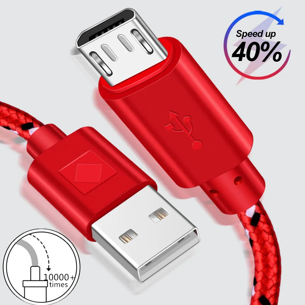 2 0 a nylon micro usb cable fast charging wire for samsung xiaomi data cable mobile phone fast usb charger cable android cord free global shipping