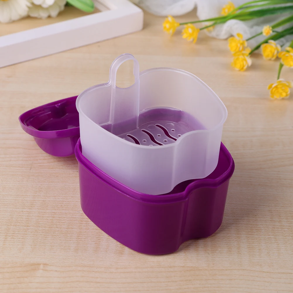 

1pc Dental False Teeth Storage Box with Hanging Net Container Teeth Organizer Cleaning Teeth Case Oral Tooth Care