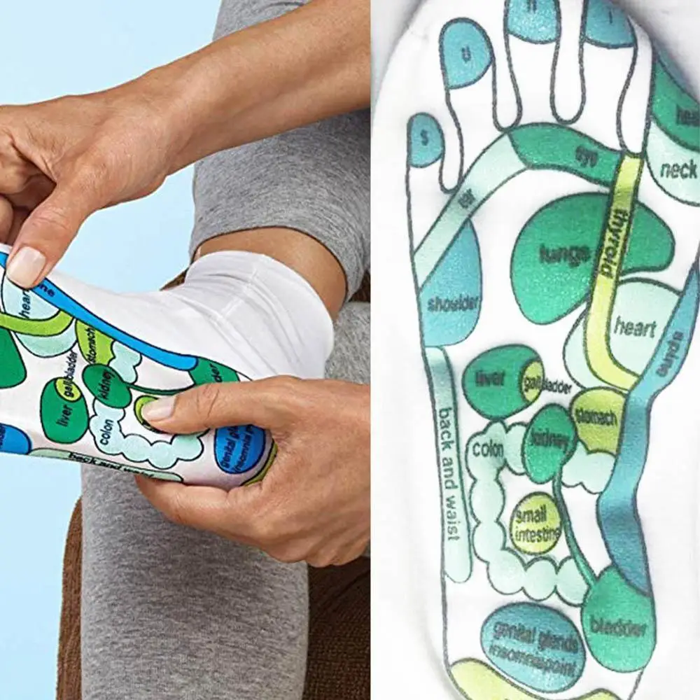 

1pair Graphic Socks At Acupoints Physiotherapy Massage Reflexology Tired Relieves Feet Socks Hot E5N1