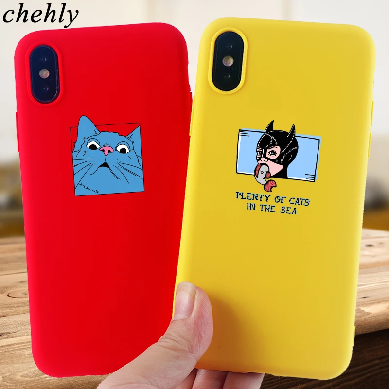 Модный чехол для телефона IPhone 6s 7 8 11 Plus Pro X XS MAX XR чехлы со смешным котом Мягкие