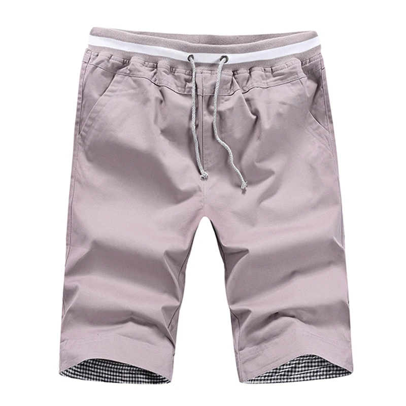 

2021 new summer style men cotton casual shorts solid knee length men's shorts bermuda beach shorts