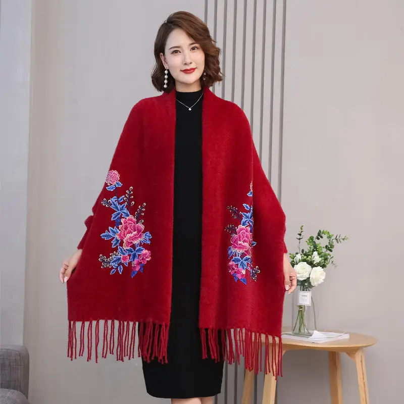 Искусственный норковый мех Cheongsam накидка шаль пальто женский Осень и зима новый