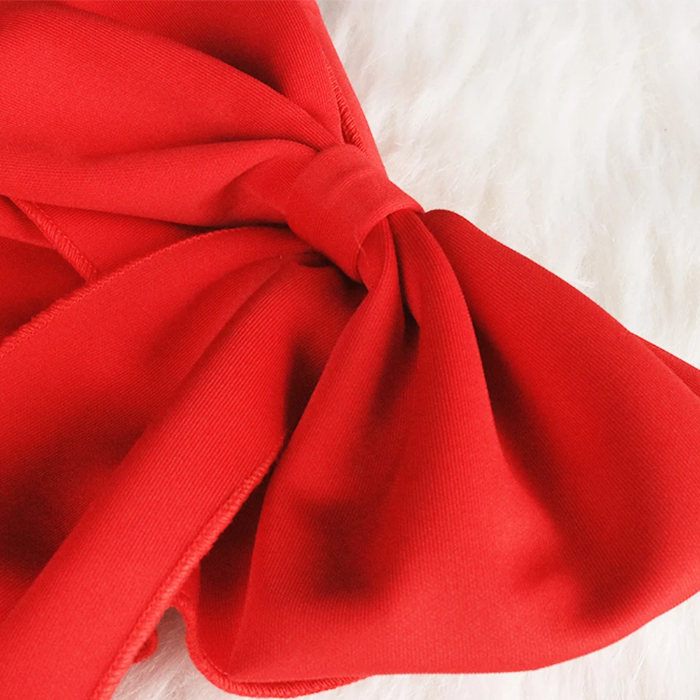 

Red Peplum Dresses Plus Size Women Bodycon Bowtie Ruffles Short Sleeves Split Sexy Party Fashion Evening Celebrate Clubwear Robe