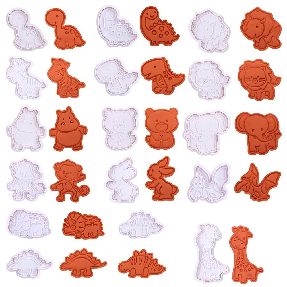 

4Pcs/Set 3D Plastic Biscuit Mold Animal/Transportation/Flower Cookie Cutter Baking Cake Biscuit Stamp Decorating Embosser Die