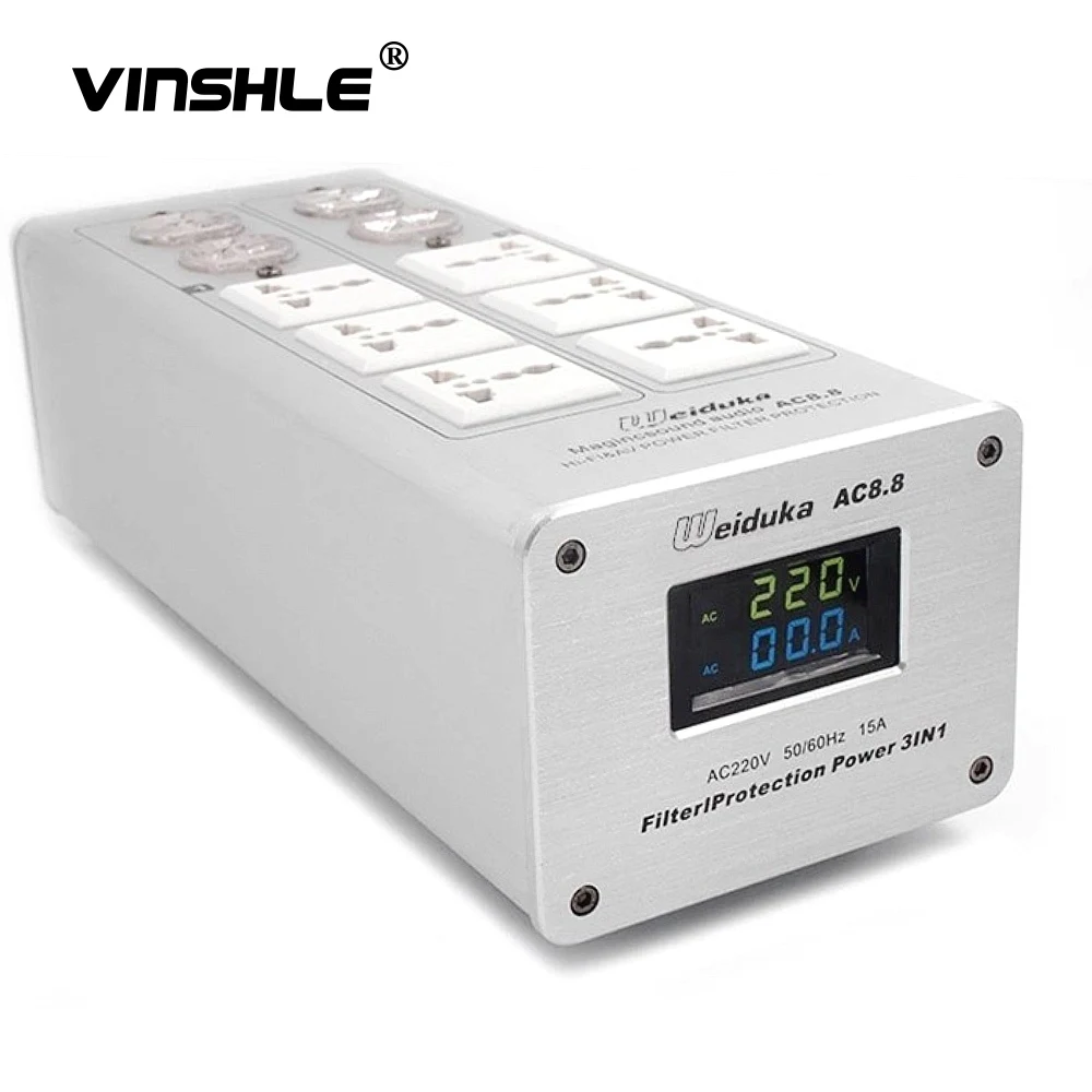 

3000 Вт 15 а светодиодный дисплей AC8.8 аудио фильтр питания очиститель молния защита переменного тока усовершенствованный фильтр серебристый