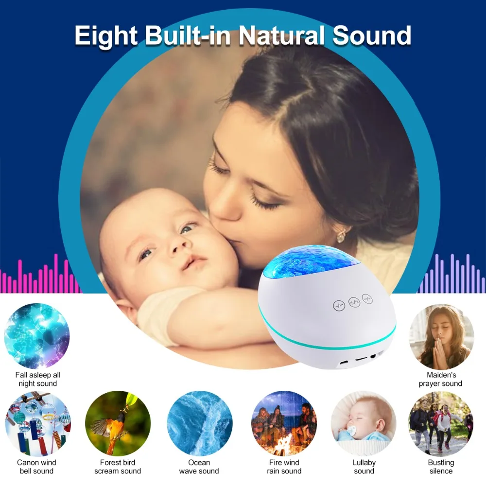 Новейший проектор волны океана Мини Bluetooth 5,0 динамик 12 Светодиодный 8 цветов ночник дистанционное управление 8 Музыка новинка подарок для малышей