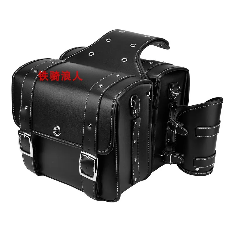 

A Pair Motorbike SaddleBag Tool Bags PU Leather High-capacity Motorcycle Hip Bag for Honda Suzuki Harley Sportster XL 883 XL1200