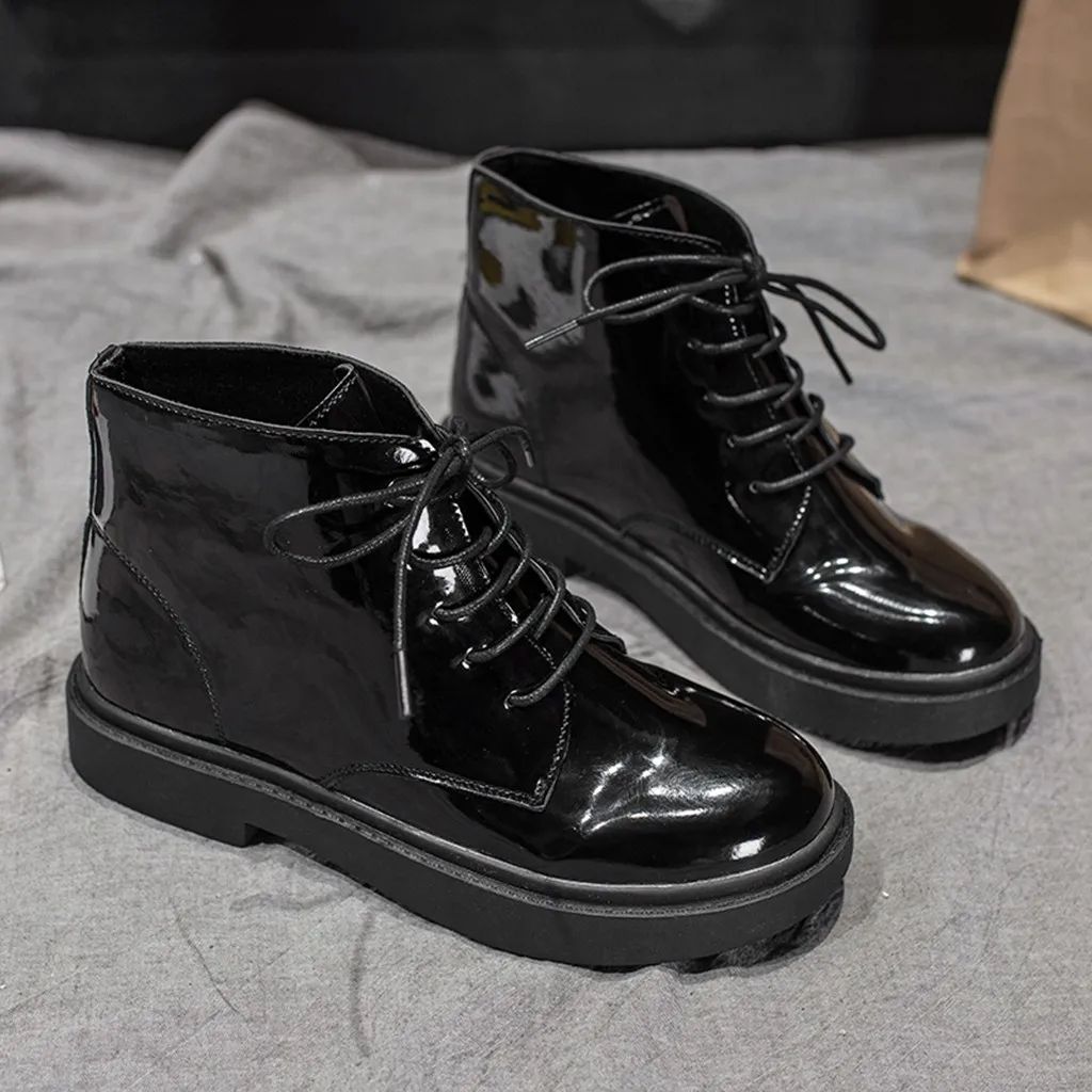 Женские ботинки Martin в европейском стиле Модные однотонные кожаные короткие