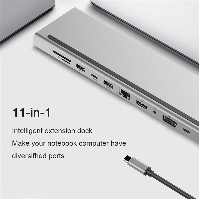 Док станция для ноутбука Bakeey 11 в 1 док с VGA RJ45 Ethernet USB 3 0 SD/TF кардридером карт памяти