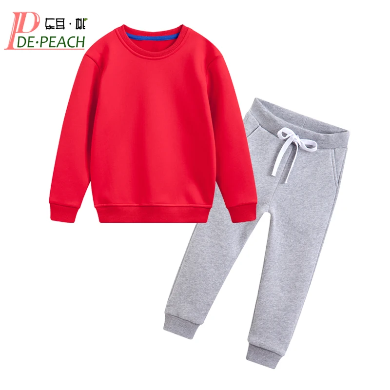 DE PEACH новый зимний теплый комплект одежды для маленьких мальчиков и девочек