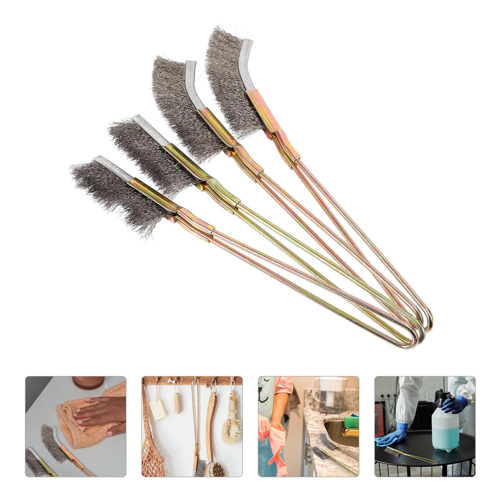 

4pcs Durable Cleaning Brush Household Polishing Brush for Daily Use (Silver)