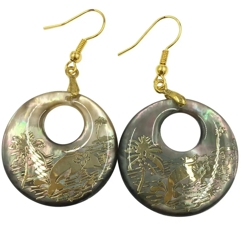 Бесплатная доставка женские модные ювелирные изделия черный перламутр раковина