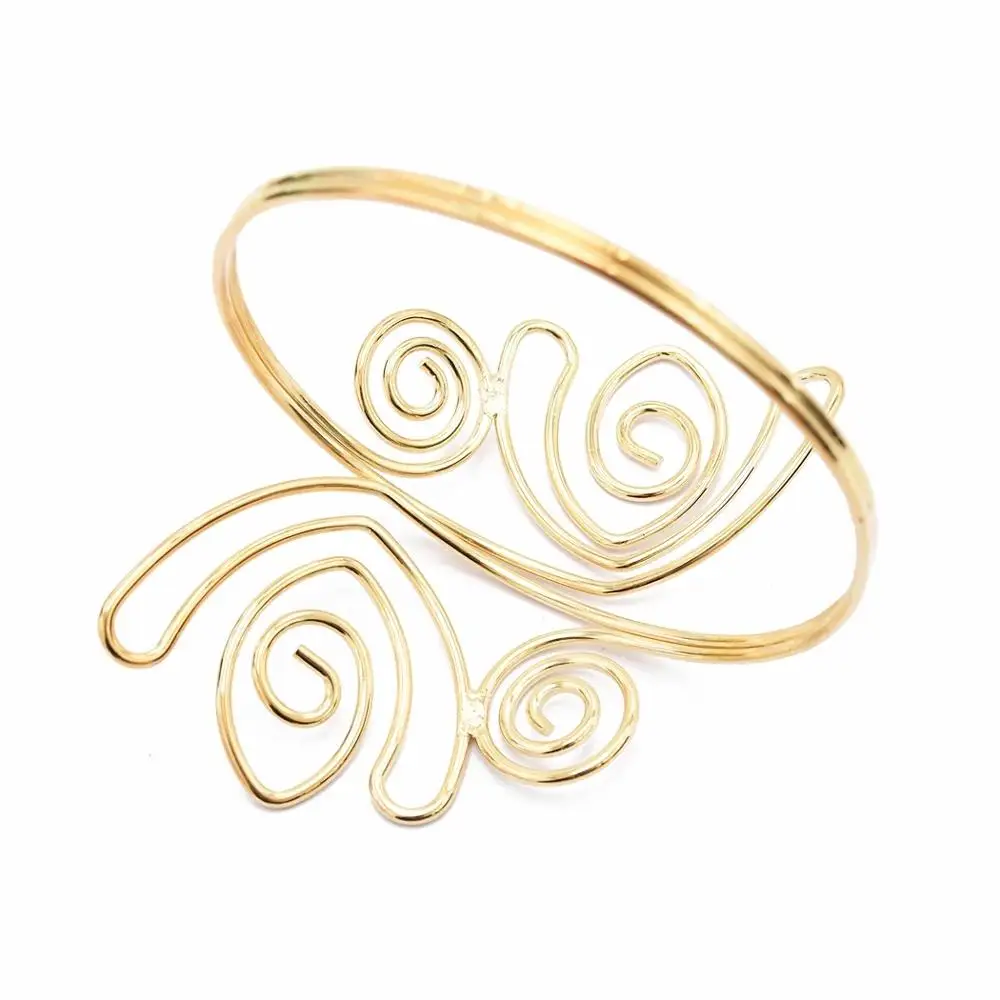Браслет-манжета мужской спиральный с золотистыми спиралями | Украшения и