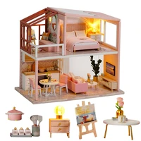 kids toys dollhouse diy assemble wooden doll house with furniture the nordic apartment puzzle toy for birthday gift ql003