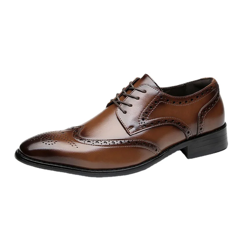 

Men’s Dress Shoes With Genuine Leather In Classic Brogue Lace Up Band Oxford Formal Shoes For Men Casual Moccasins Loafers