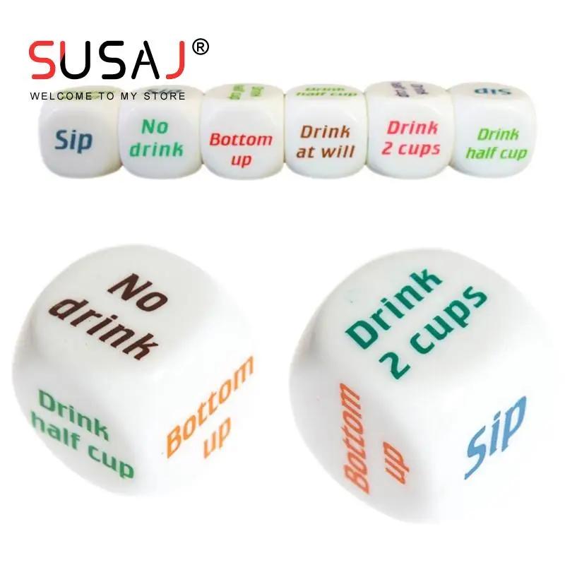 

2pcs English Letter Drinking Wine Mora Dice Games Gambling Dice Adult Game Lovers Bar Night Bar KTV Entertainment Party Dice