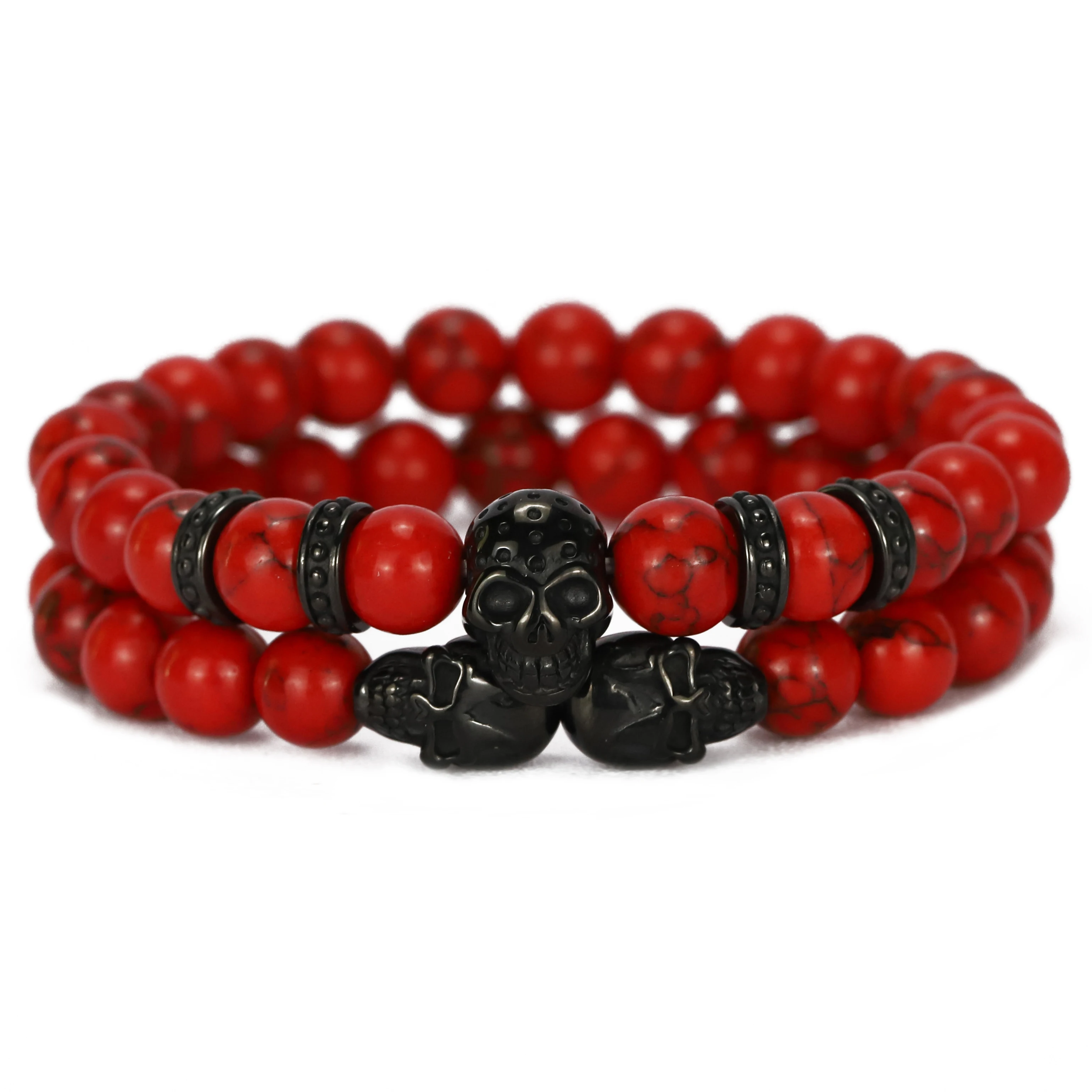 

Artificial Red Line Natural Stone Beads Luxury Stainless Steel Skull Charms Men Bracelet For Men Bracelets Bangles Jewelry