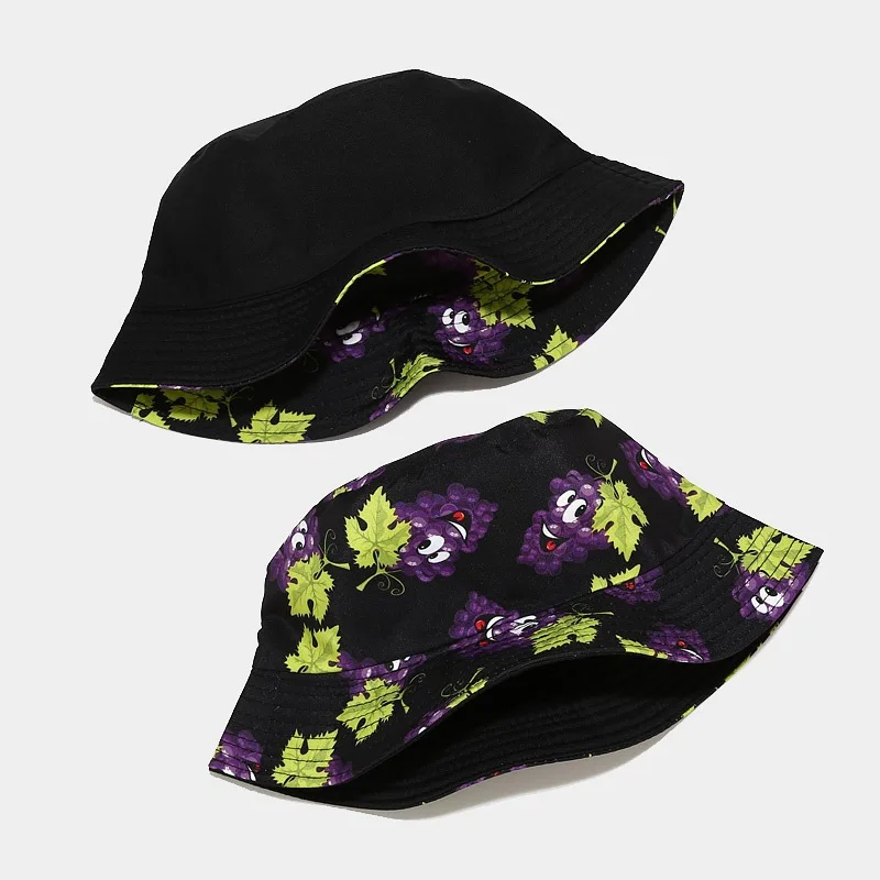 Панама с принтом винограда для мужчин и женщин шляпа двухсторонняя забавными