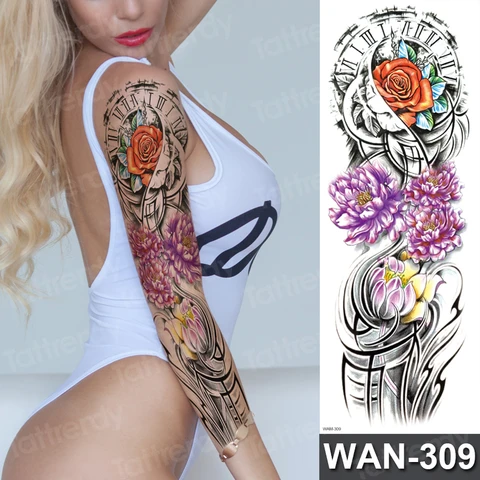 Временная татуировка Tattrendy рукав японская гейша