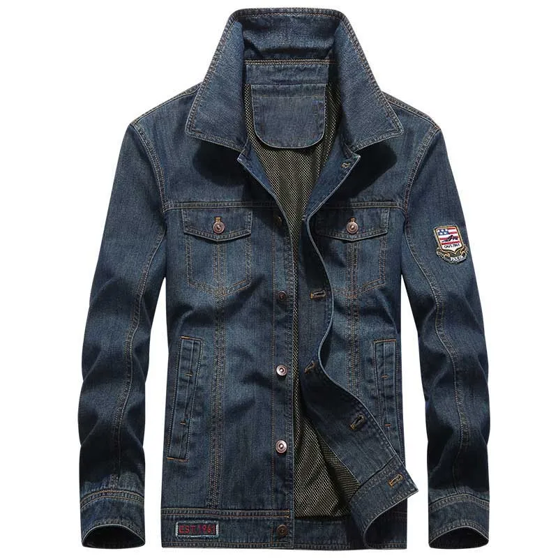 Autumn Winter Denim Jacket Men Casual Cotton Jeans and Coat OUTWEAR Cowboy Windbreaker Male Clothing Black Blue | Мужская одежда
