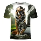 Футболка Мужскаяженская с 3D принтом тигра, модная повседневная свободная футболка с коротким рукавом, лето 2021