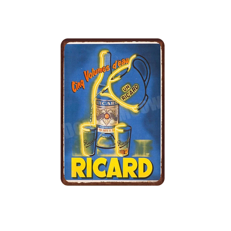 Винтажная металлическая жестяная вывеска Ricard Beer винтажная тарелка для виски