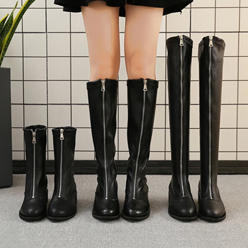 Черные кожаные ботинки для верховой езды В рыцарском стиле модные короткие челси