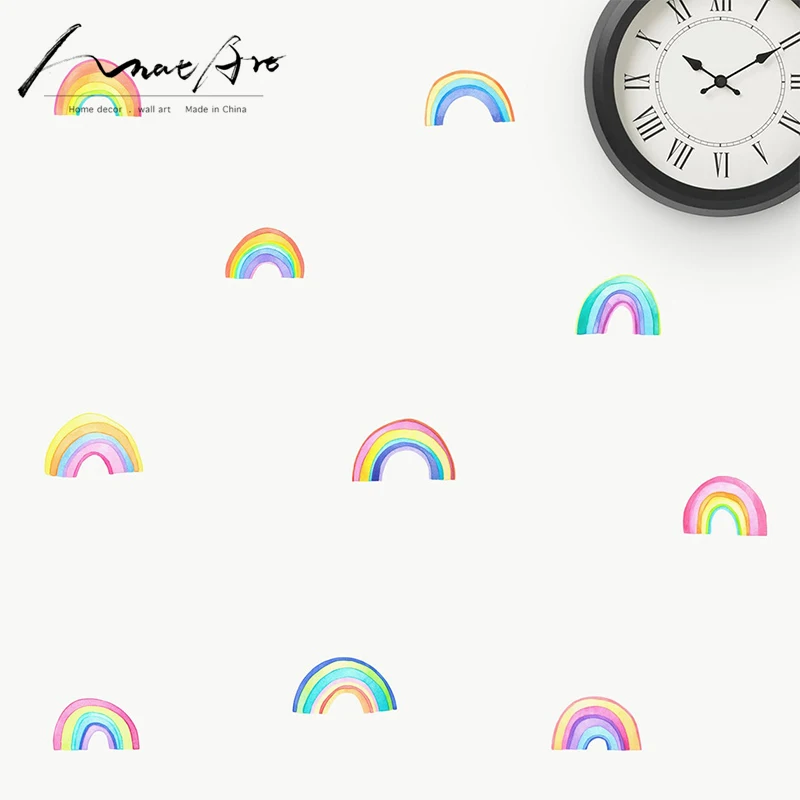 Тканевая Наклейка на стену радуга Детская Акварельная наклейка настенные