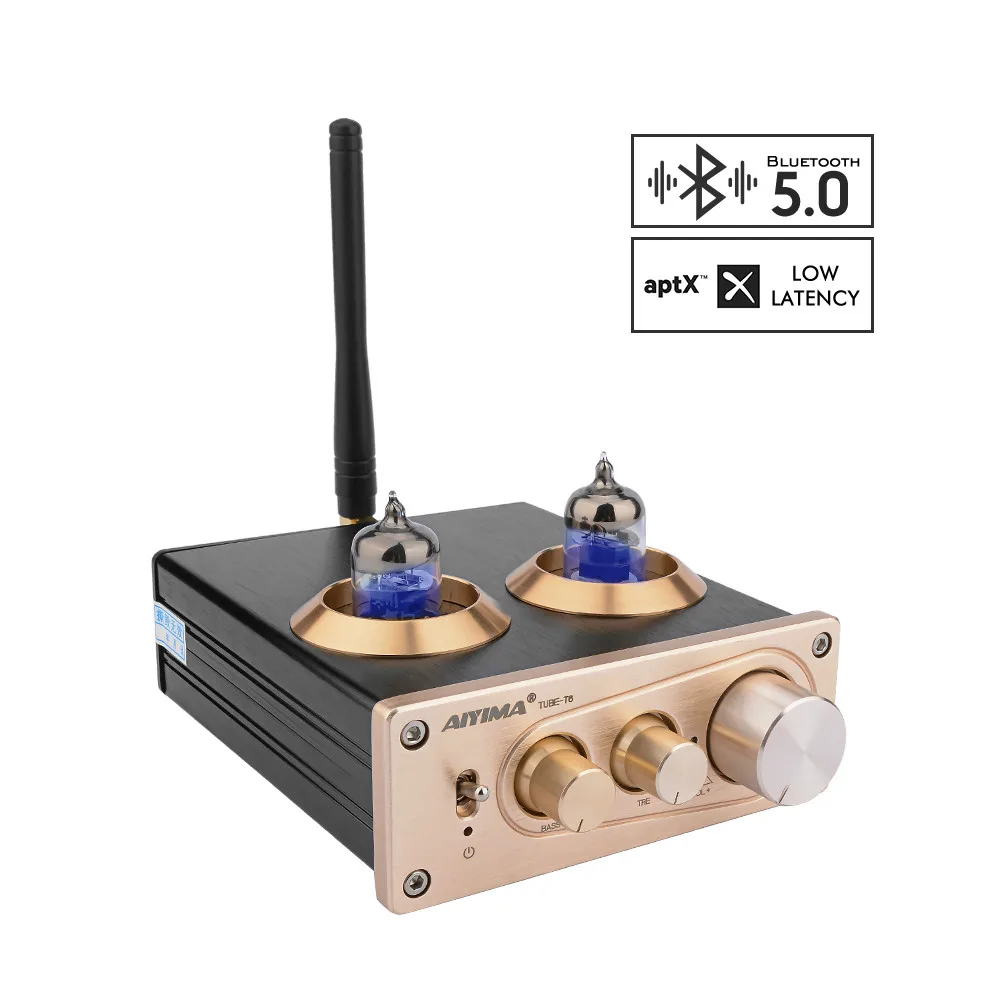 AIYIMA 5 0 Bluetooth 6J1 ламповый предусилитель усилитель HiFi Стерео AUX APTX с высокими басами