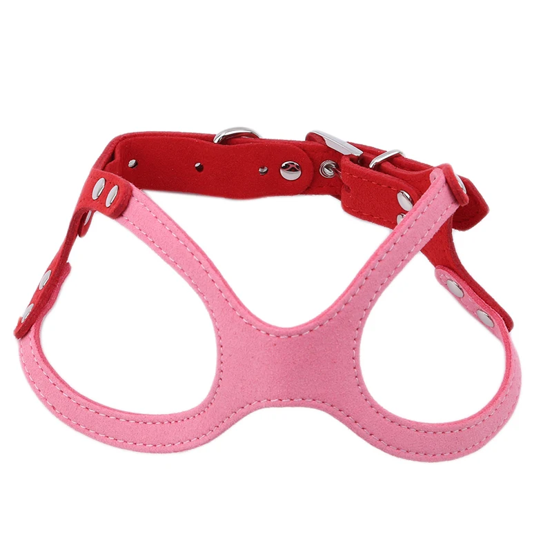 

3 Sizes New Adjustable Chest Pet Accessories Dog Chain Breast-band Leather Harness Soft Suede Leather Puppy Collar