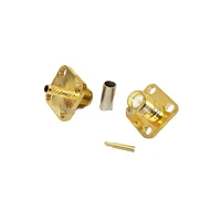 1pc rp sma female jack rf coax connector crimp rg316 rg174 lmr100 cable connector 4 hole panel mount goldplated new wholesale