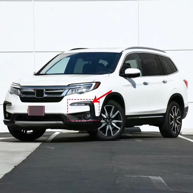 

For Honda Pilot 2019 2020 ABS Chrome Front Fog Light Lamp Cover Eyebrow Eyelid Garnish Streamers Outer Foglight Trim