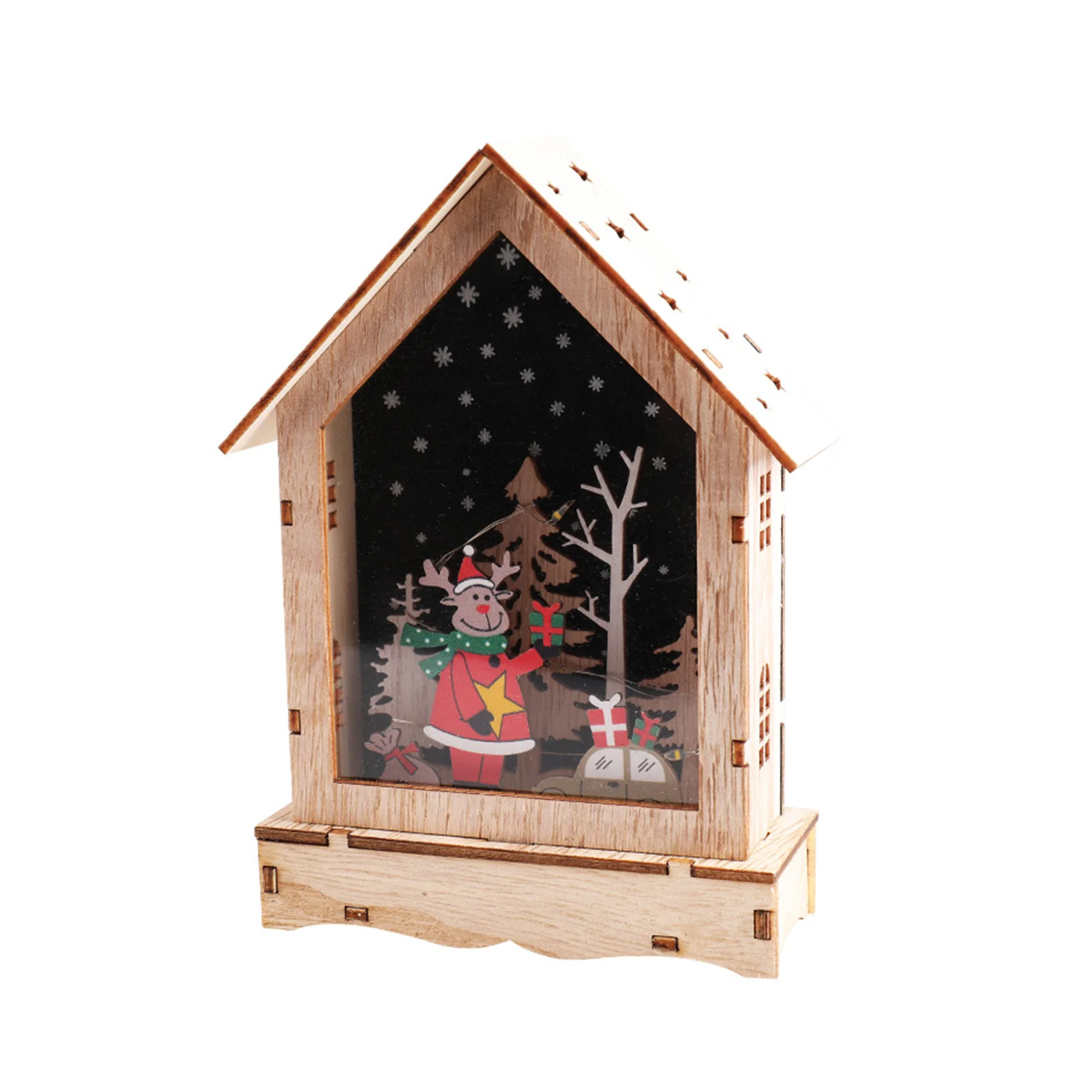 

Led Christmas Wooden House Unique Small Flashing Light House Stylish Luminous Desktop Decoration