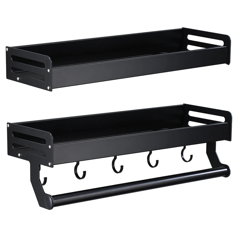 

Black Painted Bathroom Shelves Single Tier Shelf Shampoo Rack Kitchen Rack Bathroom Shelf Space Aluminum
