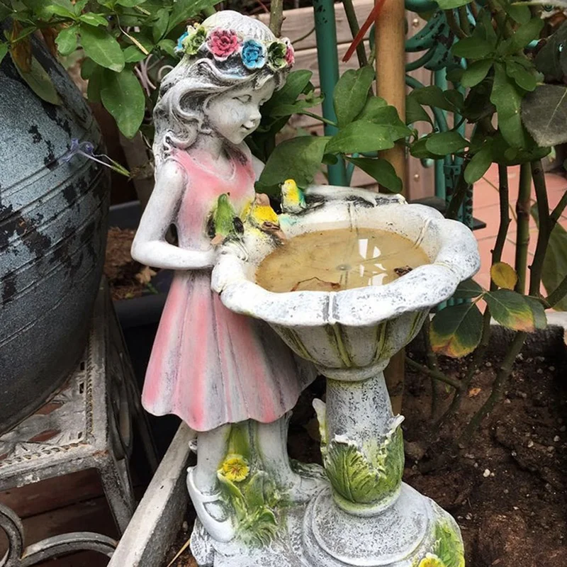 

Resin Angel Figure Sculpture Ornaments Home Outdoor Garden Flower Fairy Girl Solar Decor Villa Courtyard Mini Landscape