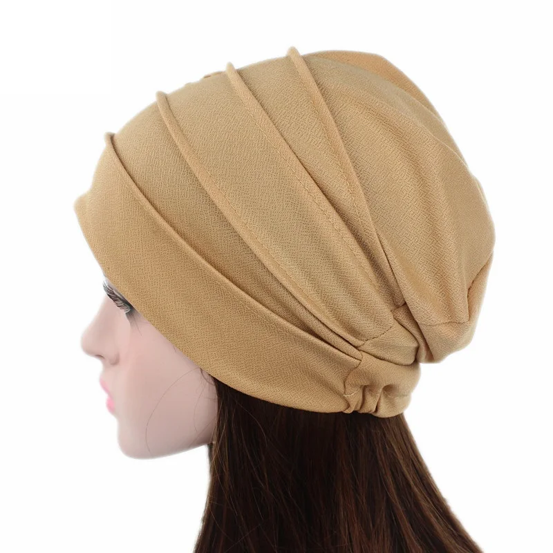 

New Big Flower Headband pure color women's chemotherapy headtie popular in Europe and America
