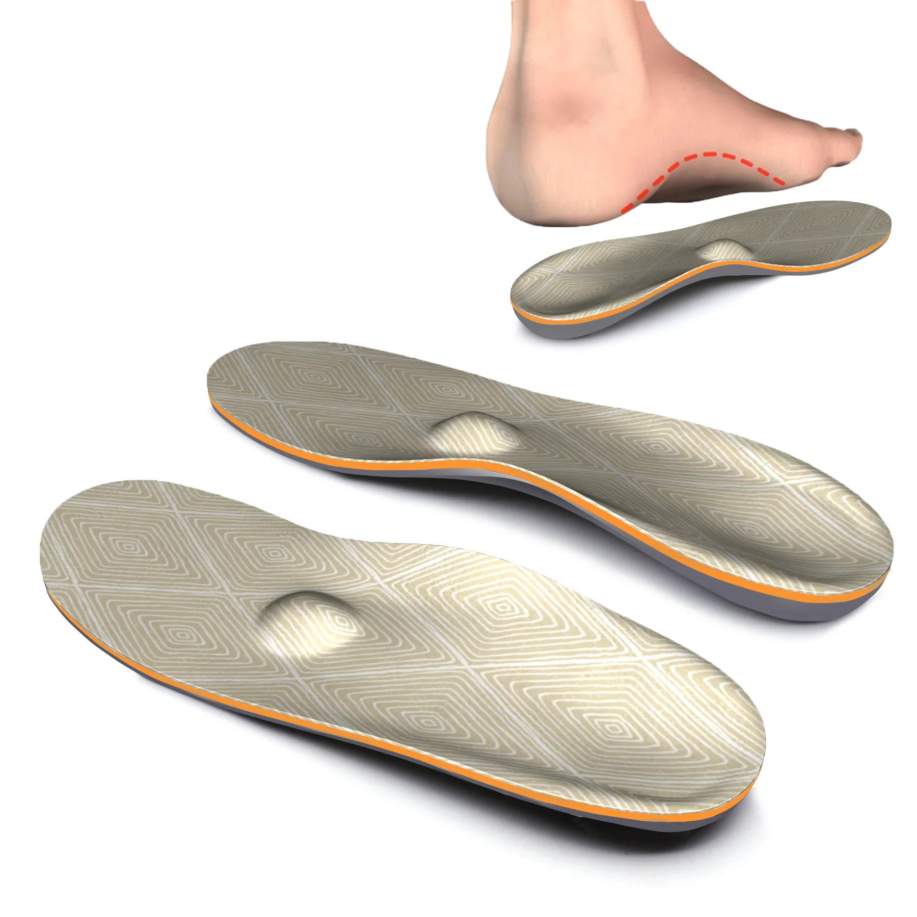 Wheat Design Memory Foam Arch Supports Orthotic Shoe Inserts EaseFlat Feet, High Arch, Foot Pain For Women and Men iFitna